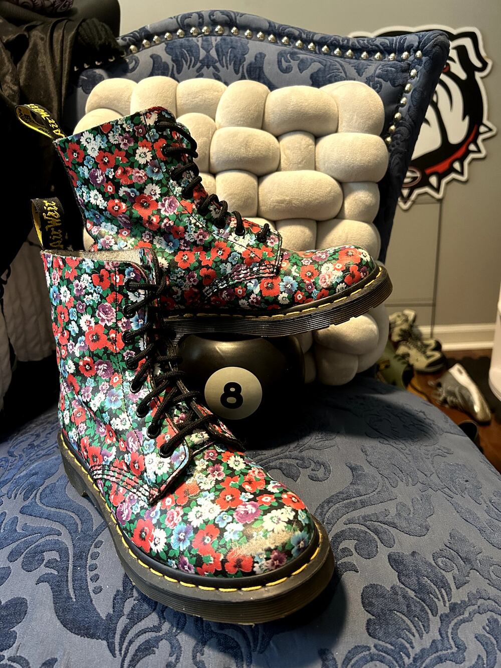 Dr Martens Red and Blue Floral Pascal size 7/EU 38